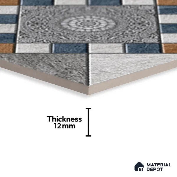 Patterned Floor Tile   TL 10491  16 inch x 16 inch Vitrified Matte Finish -12 mm | Suitable for Parking, Balcony & Terrace | Pattern Alignment May Vary | 2-3 mm Spacer is Mandatory