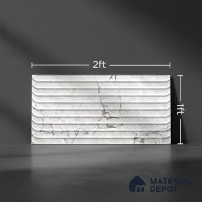 Grey Highlighter Wall Tile TL 07618  Vasto Bianco Decor 2 ft x 1 ft Ceramic High Gloss Finish - 8 mm