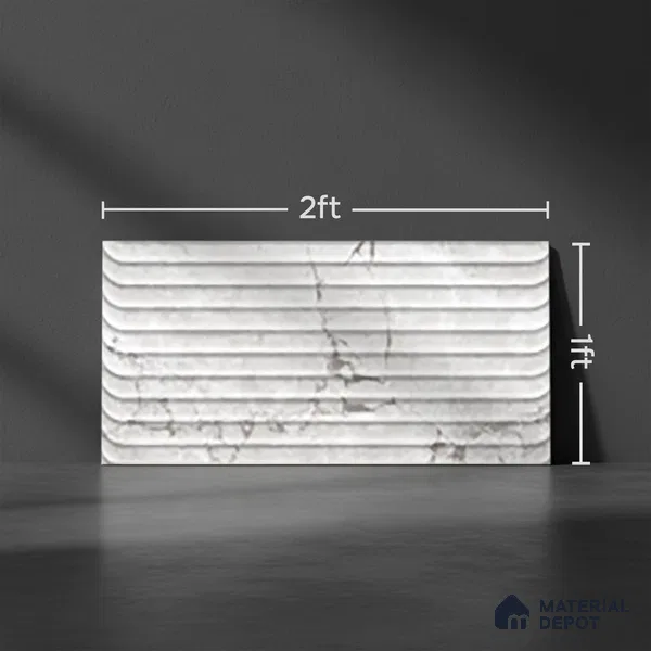 Grey Highlighter Wall Tile TL 07618 Vasto Bianco Decor 2 ft x 1 ft Ceramic High Gloss Finish - 8 mm