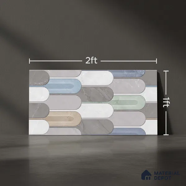 Grey Highlighter Wall Tile TL 07617 B  Bursa Decor 2 ft x 1 ft Ceramic Matte Finish - 8 mm (Sample)