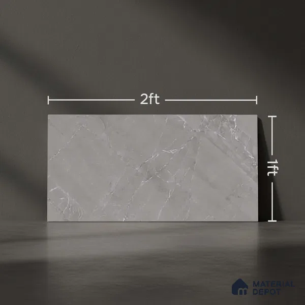Grey Marble Wall & Floor Tile TL 07617 D Bursa Grey 2 ft x 1 ft Ceramic Matte Finish - 8 mm