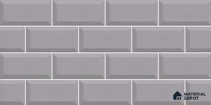 Brick Digital Wall Tile TL 12969 B Classic Brick Grey 2 ft x 1 ft Ceramic Glossy Finish - 9 mm | Suitable For Living Room, Dining & Bathroom Walls