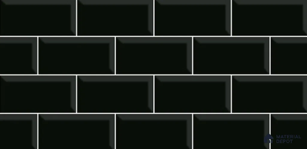Brick Digital Wall Tile TL 12969 C Classic Brick Black 2 ft x 1 ft Ceramic Glossy Finish - 9 mm | Suitable For Living Room, Dining & Bathroom Walls