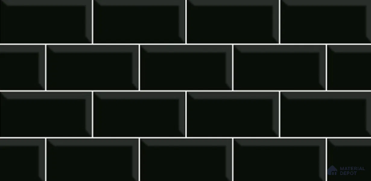 Brick Digital Wall Tile TL 12969 C Classic Brick Black 2 ft x 1 ft Ceramic Glossy Finish - 9 mm | Suitable For Living Room, Dining & Bathroom Walls