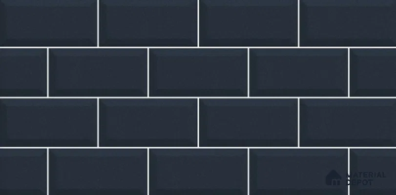 Brick Digital Wall Tile TL 12969 D Classic Brick Blue 2 ft x 1 ft Ceramic Glossy Finish - 9 mm | Suitable For Living Room, Dining & Bathroom Walls