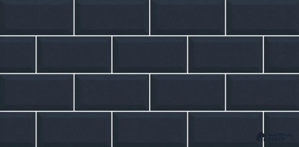 Brick Digital Wall Tile TL 12969 D Classic Brick Blue 2 ft x 1 ft Ceramic Glossy Finish - 9 mm | Suitable For Living Room, Dining & Bathroom Walls