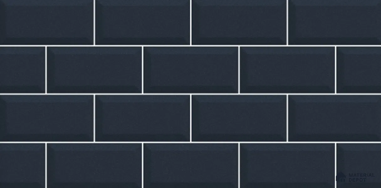 Brick Digital Wall Tile TL 12969 D Classic Brick Blue 2 ft x 1 ft Ceramic Glossy Finish - 9 mm | Suitable For Living Room, Dining & Bathroom Walls