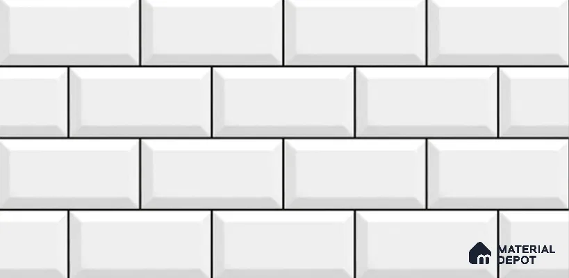 Brick Digital Wall Tile TL 12969 E Classic Brick White 2 ft x 1 ft Ceramic Glossy Finish - 9 mm | Suitable For Living Room, Dining & Bathroom Walls