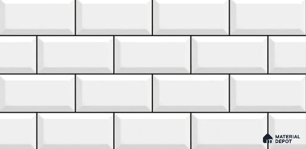 Brick Digital Wall Tile TL 12969 E Classic Brick White 2 ft x 1 ft Ceramic Glossy Finish - 9 mm | Suitable For Living Room, Dining & Bathroom Walls