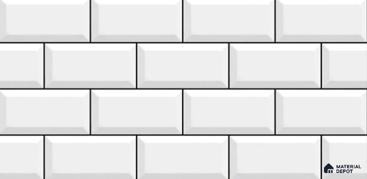 Brick Digital Wall Tile TL 12969 E Classic Brick White 2 ft x 1 ft Ceramic Glossy Finish - 9 mm | Suitable For Living Room, Dining & Bathroom Walls