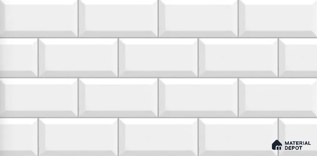 Brick Digital Wall Tile TL 12969 Classic Brick Frost 2 ft x 1 ft Ceramic Glossy Finish - 9 mm | Suitable For Living Room, Dining & Bathroom Walls