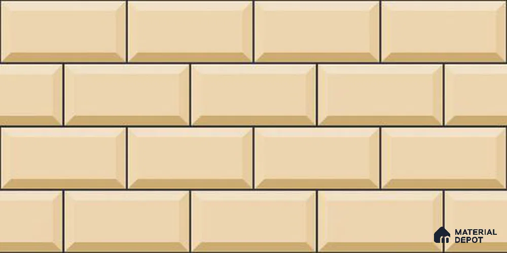Brick Wall Tile TL 12968 B Classic Brick Crema 2 ft x 1 ft Ceramic Glossy Finish - 9 mm | Suitable For Living Room, Dining & Bathroom Walls