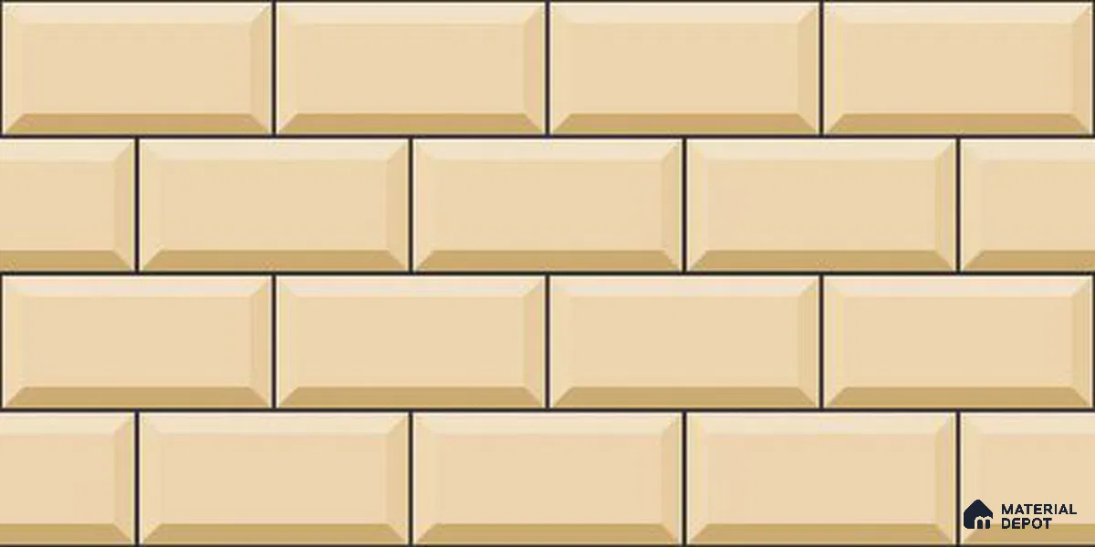Brick Wall Tile TL 12968 B Classic Brick Crema 2 ft x 1 ft Ceramic Glossy Finish - 9 mm | Suitable For Living Room, Dining & Bathroom Walls