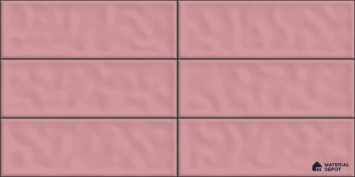 Subway Wall Tile TL 12968 C Stack Bond Pink 2 ft x 1 ft Ceramic Glossy Finish - 9 mm | Suitable For Living Room, Dining & Bathroom Walls