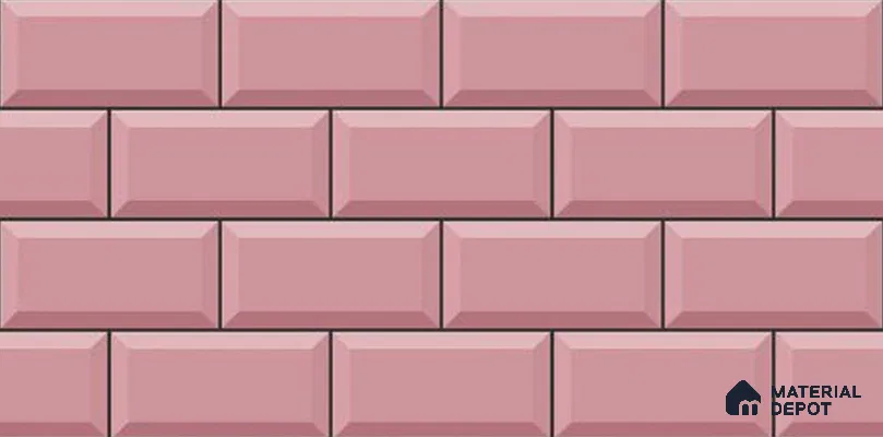 Brick Wall Tile TL 12968 D Classic Brick Pink 2 ft x 1 ft Ceramic Glossy Finish - 9 mm | Suitable For Living Room, Dining & Bathroom Walls