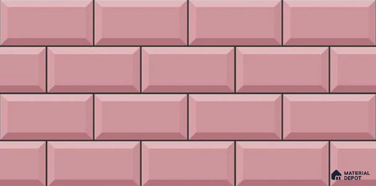 Brick Wall Tile TL 12968 D Classic Brick Pink 2 ft x 1 ft Ceramic Glossy Finish - 9 mm | Suitable For Living Room, Dining & Bathroom Walls