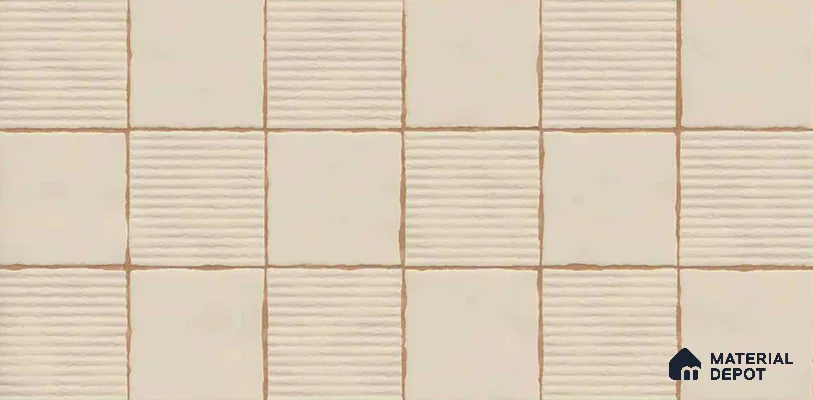 Punch Wall TL 12980 C Linea Square Collection Linea Square Almond 2 ft x 1 ft Ceramic Glossy Finish - 9 mm | Suitable For Kitchen, Bathroom Walls and Backsplashes