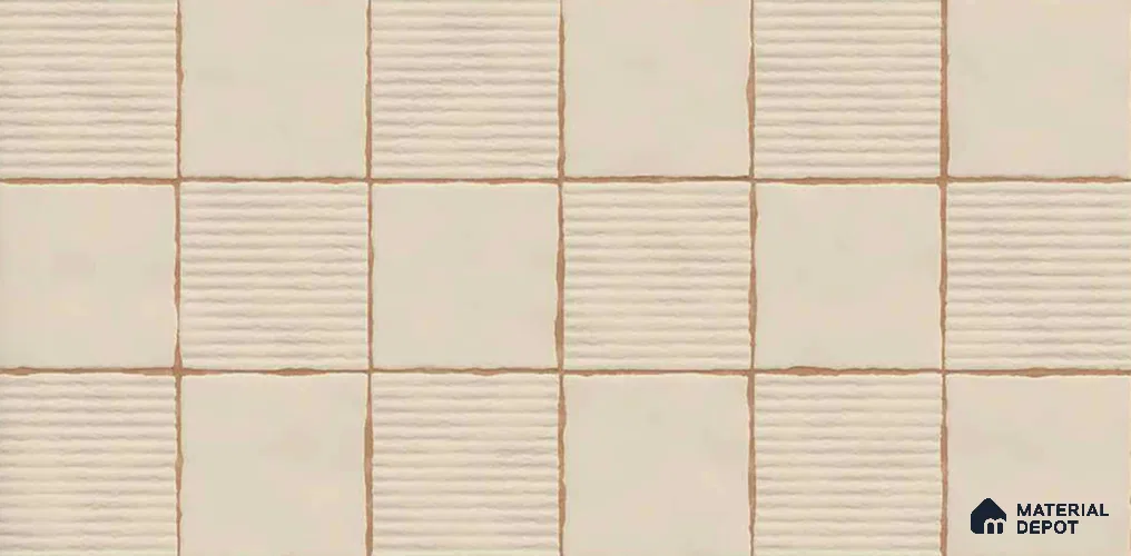 Punch Wall TL 12980 C Linea Square Collection Linea Square Almond 2 ft x 1 ft Ceramic Glossy Finish - 9 mm | Suitable For Kitchen, Bathroom Walls and Backsplashes