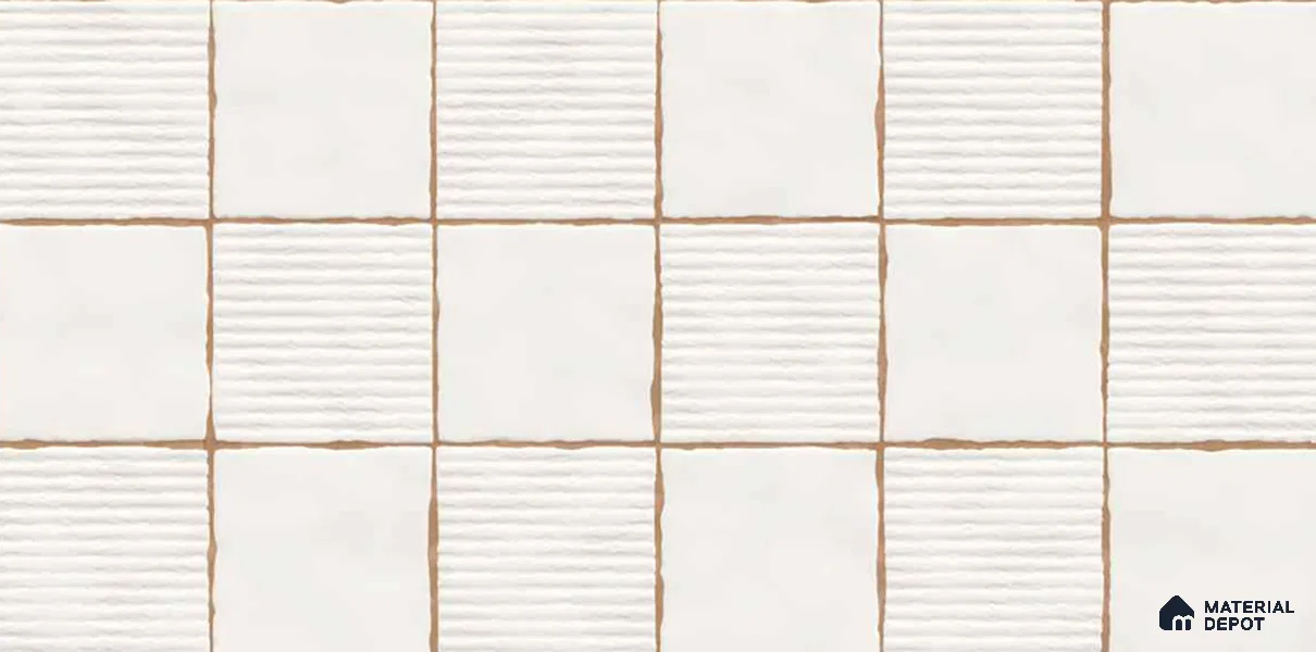 Punch Wall TL 12980 Linea Square Collection Linea Square Beige 2 ft x 1 ft Ceramic Glossy Finish - 9 mm | Suitable For Kitchen, Bathroom Walls and Backsplashes