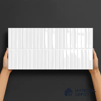 Subway Look Wall Tile TL 10559 Coventry Shinny White 2 ft x 1 ft Glossy Finish Ceramic Tile - 9 mm | Suitable for Kitchen, Bathroom & Dining Area | Please Expect a Slight Variation of Pattern