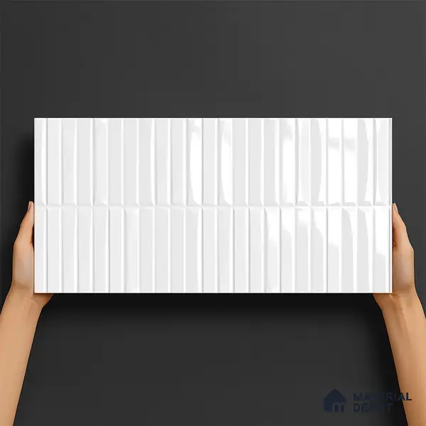 Subway Look Wall Tile TL 10559 Coventry Shinny White 2 ft x 1 ft Glossy Finish Ceramic Tile - 9 mm | Suitable for Kitchen, Bathroom & Dining Area | Please Expect a Slight Variation of Pattern