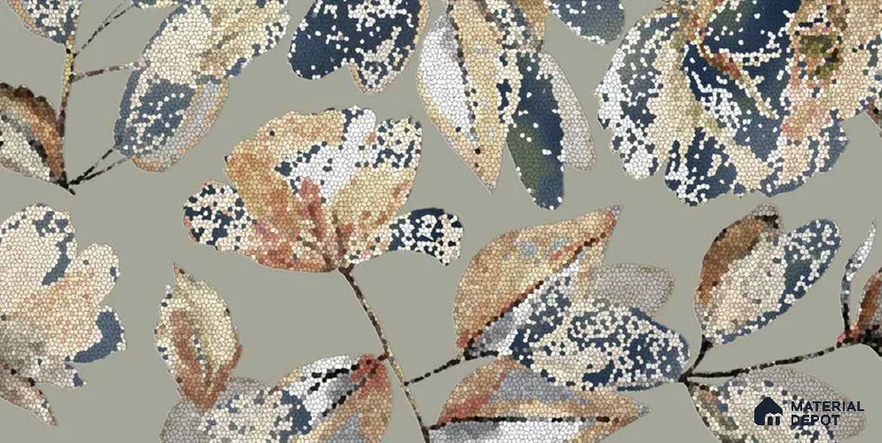 Floral Wall TL 12976 B Mosaic Bloom Collection Mosaic Bloom Green HL 2 ft x 1 ft Ceramic Glossy Finish - 9 mm | Suitable For Kitchen, Bathroom Walls and Backsplashes