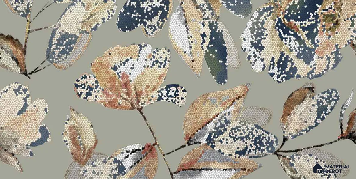 Floral Wall TL 12976 B Mosaic Bloom Collection Mosaic Bloom Green HL 2 ft x 1 ft Ceramic Glossy Finish - 9 mm | Suitable For Kitchen, Bathroom Walls and Backsplashes