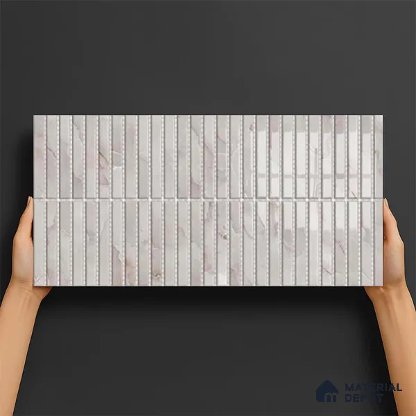 Faux Subway Kitkat Look Wall Tile TL 10532 B Ulrich Onyx HL 1 2 ft x 1 ft Glossy Finish Ceramic Tile - 9 mm | Suitable For Kitchen, Bathroom & Dining Area | Please Expect a Slight Variation of Pattern