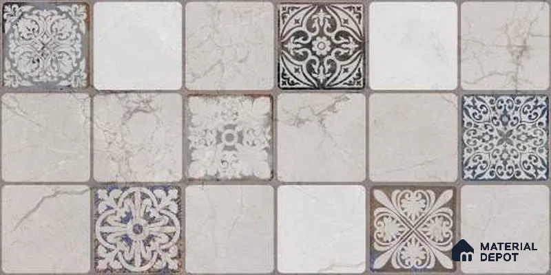 Highlighter Digital Wall Tile TL 12970 D Botanica Grey Decor 2 ft x 1 ft Ceramic Glossy Finish - 9 mm | Suitable For Living Room, Dining & Bathroom Walls