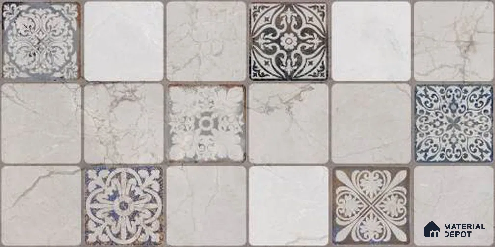 Highlighter Digital Wall Tile TL 12970 D Botanica Grey Decor 2 ft x 1 ft Ceramic Glossy Finish - 9 mm | Suitable For Living Room, Dining & Bathroom Walls