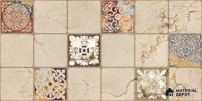 Highlighter Digital Wall Tile TL 12970 B Botanica Beige Decor 2 ft x 1 ft Ceramic Glossy Finish - 9 mm | Suitable For Living Room, Dining & Bathroom Walls