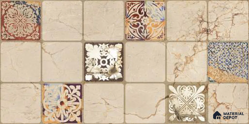 Highlighter Digital Wall Tile TL 12970 B Botanica Beige Decor 2 ft x 1 ft Ceramic Glossy Finish - 9 mm | Suitable For Living Room, Dining & Bathroom Walls