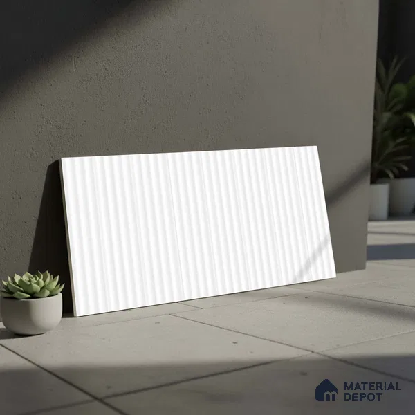 Faux Subway Wall Tile TL 10557 Quimper Shiny White 2 ft x 1 ft Glossy Finish Ceramic Tile - 9 mm | Suitable for Kitchen, Bathroom & Dining Area | Please Expect a Slight Variation of Pattern
