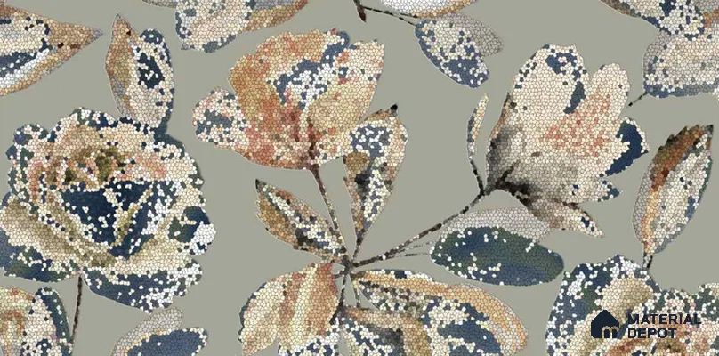 Floral Wall TL 12976 B Mosaic Bloom Collection Mosaic Bloom Green HL A 2 ft x 1 ft Ceramic Glossy Finish - 9 mm | Suitable For Kitchen, Bathroom Walls and Backsplashes