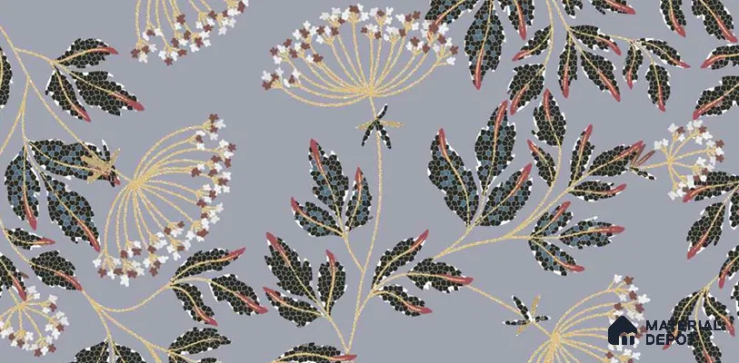 Floral Wall TL 12977 B Mosaic Bloom Collection Mosaic Bloom Grey HL 2 ft x 1 ft Ceramic Glossy Finish - 9 mm | Suitable For Kitchen, Bathroom Walls and Backsplashes