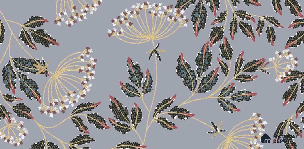 Floral Wall TL 12977 B Mosaic Bloom Collection Mosaic Bloom Grey HL 2 ft x 1 ft Ceramic Glossy Finish - 9 mm | Suitable For Kitchen, Bathroom Walls and Backsplashes