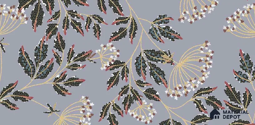 Floral Wall TL 12977 B Mosaic Bloom Collection Mosaic Bloom Grey HL A 2 ft x 1 ft Ceramic Glossy Finish - 9 mm | Suitable For Kitchen, Bathroom Walls and Backsplashes