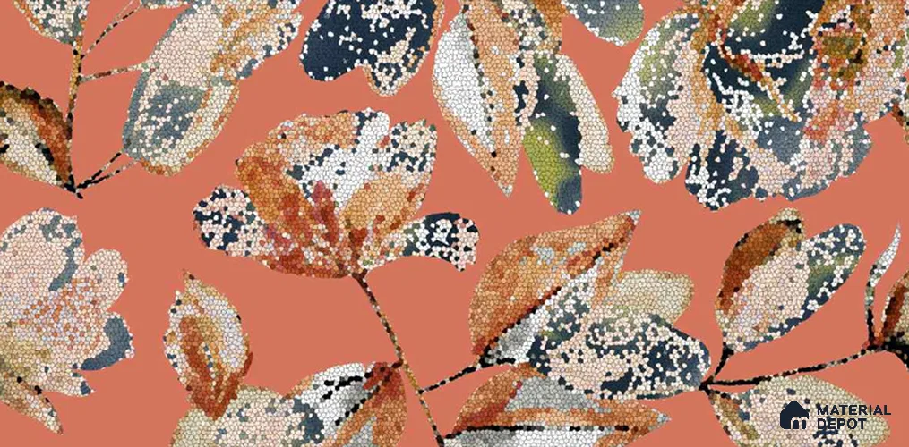 Floral Wall TL 12975 B Mosaic Bloom Collection Mosaic Bloom Orange HL 2 ft x 1 ft Ceramic Glossy Finish - 9 mm | Suitable For Kitchen, Bathroom Walls and Backsplashes