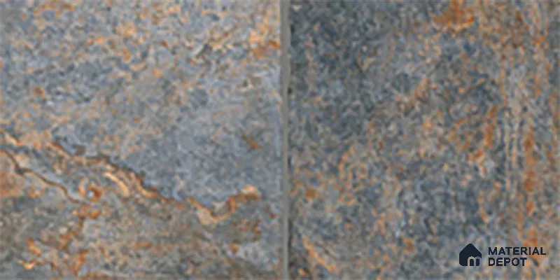 Stone Look Floor Tile TL 10431 B Slate Stone Azure-C 2 ft x 1 ft Matte Finish Vitrified Tile - 12 mm | Suitable For living Room, Bedroom, Bathroom
