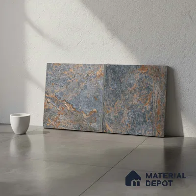 Stone Look Floor Tile TL 10431 B Slate Stone Azure-C 2 ft x 1 ft Matte Finish Vitrified Tile - 12 mm | Suitable For living Room, Bedroom, Bathroom