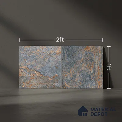 Stone Look Floor Tile TL 10431 B Slate Stone Azure-C 2 ft x 1 ft Matte Finish Vitrified Tile - 12 mm | Suitable For living Room, Bedroom, Bathroom