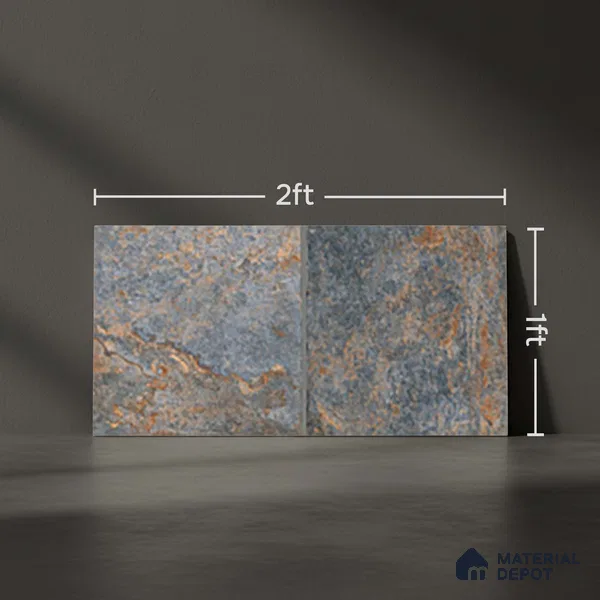 Stone Look Floor Tile TL 10431 B Slate Stone Azure-C 2 ft x 1 ft Matte Finish Vitrified Tile - 12 mm | Suitable For living Room, Bedroom, Bathroom