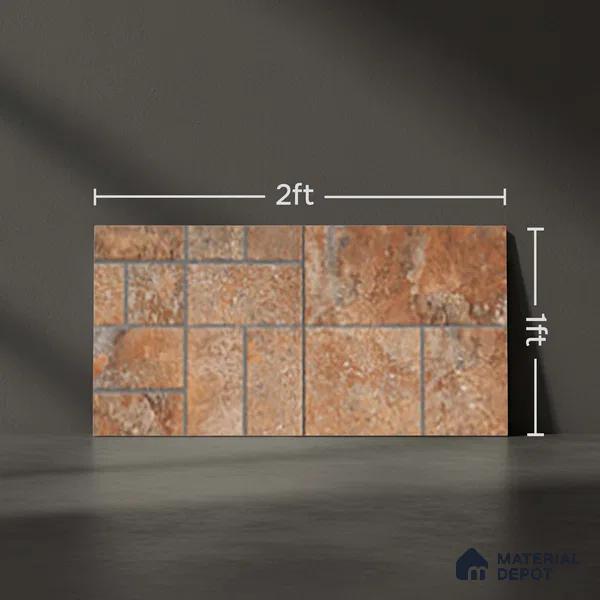 Stone Look Floor Tile TL 10380 B Aspire Brown 2 ft x 1 ft Matte Finish Vitrified Tile - 12 mm | Suitable For living Room, Bedroom, Bathroom