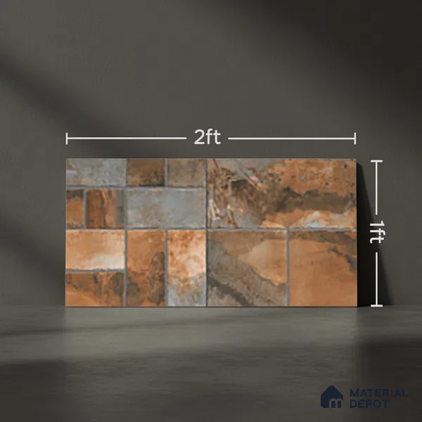 Stone Look Floor Tile TL 10380 H Aspire Rust 2 ft x 1 ft Matte Finish Vitrified Tile - 12 mm | Suitable For living Room, Bedroom, Bathroom
