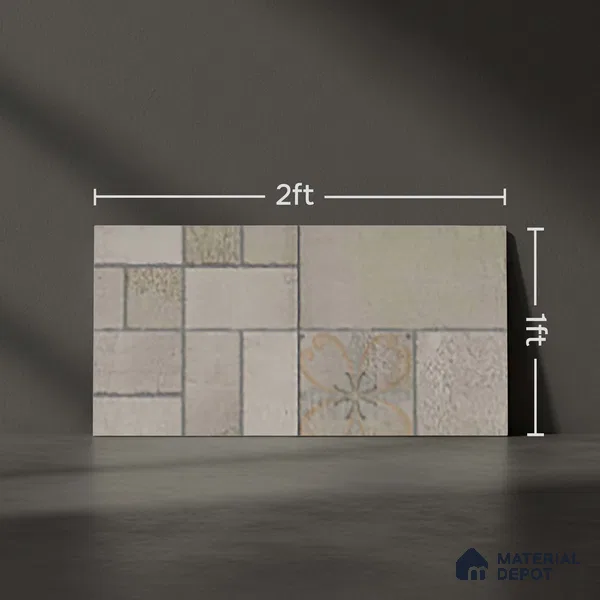 Stone Look Floor Tile TL 10380 I Aspire Tan 2 ft x 1 ft Matte Finish Vitrified Tile - 12 mm | Suitable For living Room, Bedroom, Bathroom
