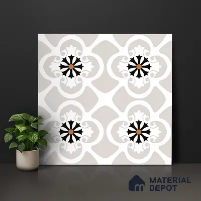 Floor & Wall Tile TL 07967 Fileto Grey 2 ft x 2 ft Vitrified Matte Finish - 9 mm | Suitable for Living Room & Bedroom | Please Expect a Slight Variation of Pattern