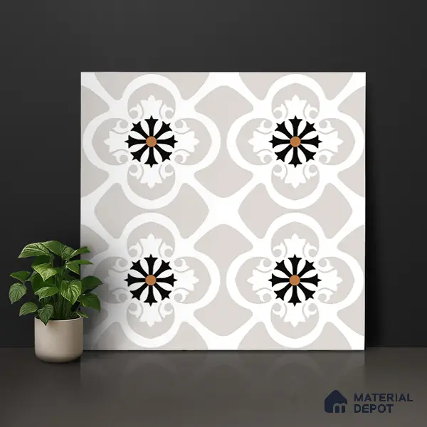 Floor & Wall Tile TL 07967 Fileto Grey 2 ft x 2 ft Vitrified Matte Finish - 9 mm | Suitable for Living Room & Bedroom | Please Expect a Slight Variation of Pattern