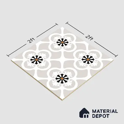 Floor & Wall Tile TL 07967 Fileto Grey 2 ft x 2 ft Vitrified Matte Finish - 9 mm | Suitable for Living Room & Bedroom | Please Expect a Slight Variation of Pattern