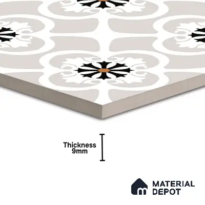Floor & Wall Tile TL 07967 Fileto Grey 2 ft x 2 ft Vitrified Matte Finish - 9 mm | Suitable for Living Room & Bedroom | Please Expect a Slight Variation of Pattern