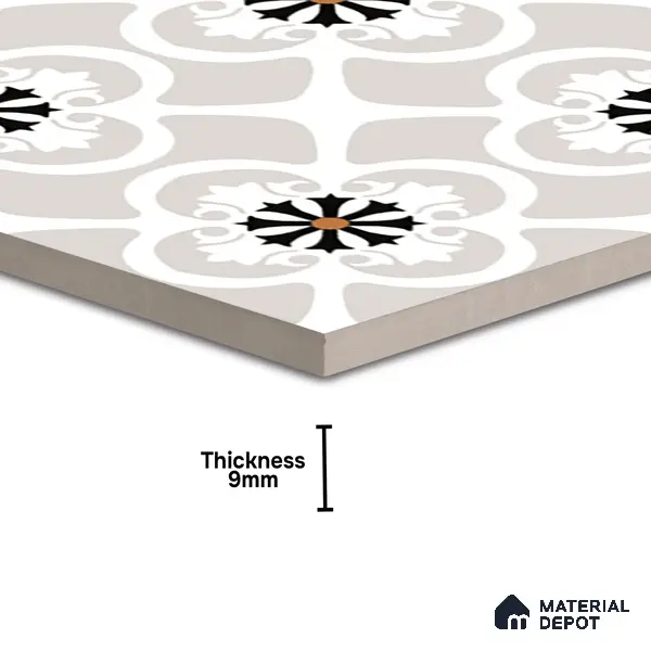 Floor & Wall Tile TL 07967 Fileto Grey 2 ft x 2 ft Vitrified Matte Finish - 9 mm | Suitable for Living Room & Bedroom | Please Expect a Slight Variation of Pattern